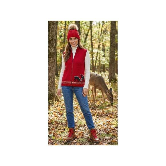 NWT Woolrich Lambswool Deer Vest M — Cozy Red Winter Outdoor-Core Heat - Picture 12 of 12